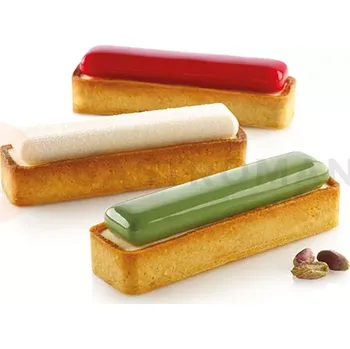 Výroba svíčky Sada forem na koláče - 6 prstenů 120x35x20 mm + silikonová forma 6x 107x23x12 mm, 26 ml | SILIKOMART, Kit Tarte Ring Rectangular