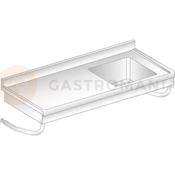 Nerezový dřez Stůl nástěnný závěsný z nerezové oceli s dřezem, zadní lištou a okapovou lištou 1400x700x375 mm | DORA METAL, DM-S-3270