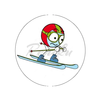 Jedlá dekorace na dort LYŽAŘ koule, VARIANTA Jedlý papír 328