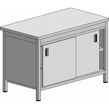 Dílenský stůl Pracovní nerez stůl s posuvnými dvířky 1600x700x900