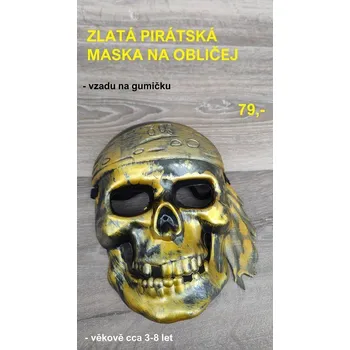 Karnevalová maska ZLATÁ PIRÁTSKÁ MASKA NA OBLIČEJ
