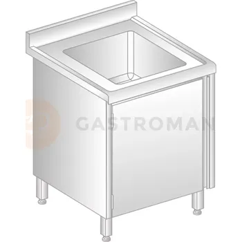 Nerezový dřez Stůl přístěnný z nerezové oceli s dřezem, skříňkou, zadní lištou a okapovou lištou 600x700x850 mm | DORA METAL, DM-S-3210