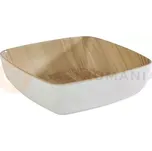 Obdelníková mísa z melaminu 32,5 x 26,5 cm, bílá-hnědá | APS, Frida