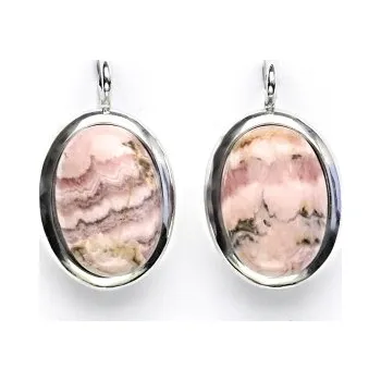 Náušnice Stříbrné náušnice, přírodní rodochrozit, 14 x 10 mm, NK 1454