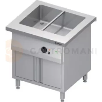 Zahradní skříň Stůl s vodní lázní 2xGN 1/1, jednokomorový, křídlová dvířka, vrchní deska z nerezové oceli | STALGAST, ST 218