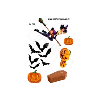 Jedlá dekorace na dort ČARODEJNICE, VARIANTA Jedlý papír 1391