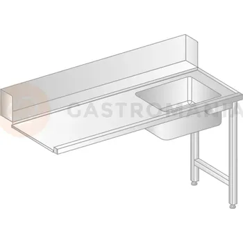 Počítačový stůl Stůl pro nakládání do myčky nádobí z nerezové oceli s dřezem 1400x760x850 mm | DORA METAL, DM-3266
