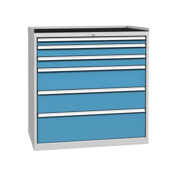 Zásuvková skříň DPO07B, VxŠxH: 1030x1000x700 mm, šedá/modrá