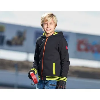 Chlapecká bunda Hoody-Bunda Sweat e.s.motion 2020, dětská velikost 134/140 černá/výstražná žlutá/výstražná oranžová Strauss