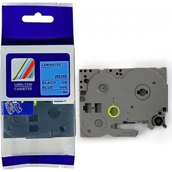 Pásek do tiskárny Kompatibilní páska s Brother HGe-551, 24mm x 8m, černý tisk / modrý podklad, vysokorychlostní