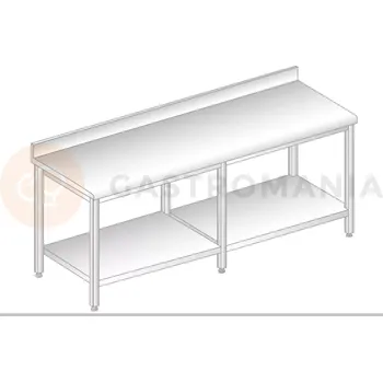 Počítačový stůl Stůl přístěnný nerezový s policí, se zadní lištou a okapovou lištou 2900x600x850 mm | DORA METAL, DM-S-3104