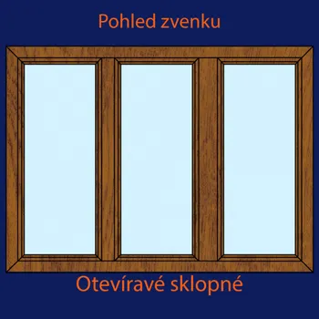 Okno Trojkřídlé okno zlatý dub 240x130 cm (2400x1300 mm)