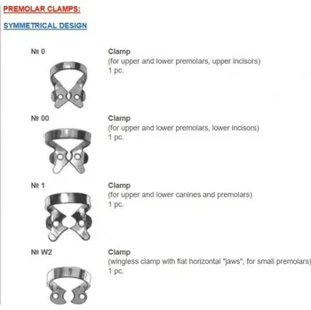 Průmyslová sponka Spony na kofferdam premolar a levopravé premolar 00