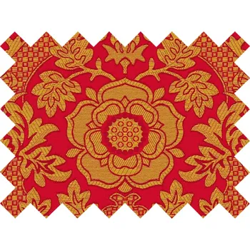 HEDVA ČESKÝ BROKÁT Vzorek brokátu 5x10cm 51056 PĚTILISTÁ RŮŽE S KORUNKOU červená | 41