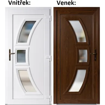 Vchodové dveře Soft Vchodové plastové dveře 3D 5901 Zlatý dub / Bílá 100x210 cm, pravé