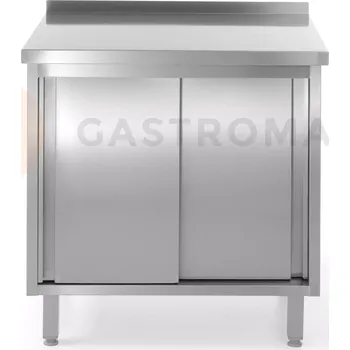 Nerezový dřez Přístěnný stůl se skříňkou a posuvnými dveřmi - svařovaný, 1600x600x850 mm | HENDI, Profi Line