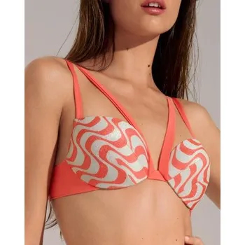 Dámské plavky Dámské push-up plavky Lisca 40739 ICELAND podprsenka červená 70B