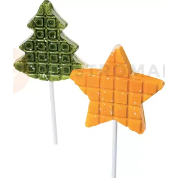 Čokoládová tyčinka Forma na čokoládové lízátka - 8 ks stromeček, 34g, 70x76x9 mm, hvězda, 31g, 77x74x9 mm - 20L005 | MARTELLATO, Lollipop
