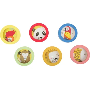 Dřevěná hračka zvířátkový minilabyrint s kuličkou 1ks žlutá