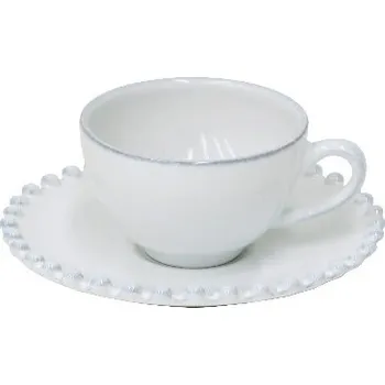 Šálek na kávu s podšálkem 0,09L, PEARL, bílá| (balení)|Costa Nova