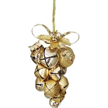 Vánoční dekorace MEADOWLAND LTD Dekorace závěsná - zlaté hrozny z rolniček 10 cm, 1ks 444483