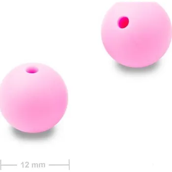 Dětské navlékací korálky Silikonové kulaté korálky 12 mm Candy Pink