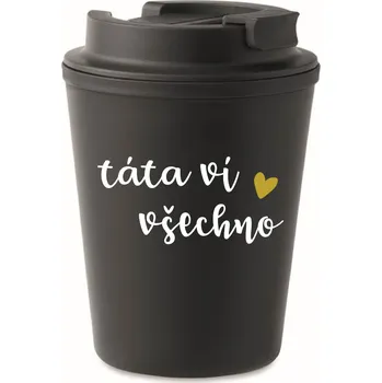 Termohrnek TÁTA VÍ VŠECHNO - černý termohrnek 300 ml