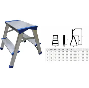 Schůdek Schůdky oboustranné Al 2x2, nosnost 150 kg "AKČNÍ CENA BEZ SLEVY"