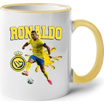 Keramický hrnek Cristiano Ronaldo - Al Nassr, Barva Žlutá, Velikost 330 ml, Canvas Keramický hrnek s barevným uchem Bezvatriko.cz 2241