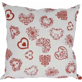 Polštář Návlek nebo Polštář, Červená srdíčka, šedý