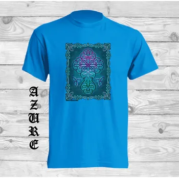 detske-levne-bavlnene-tricko-potisk-keltsky-kriz Barva: Azure - azurově modrá, velikost: 128