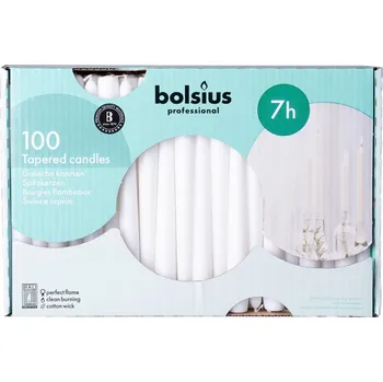 Bolsius Kónické bílé svíčky Ral 100ks 100x60 gram 6096 gram