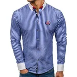 Modrá pánská proužkovaná košile s dlouhým rukávem Bolf 1771 - S