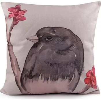 Povlak na dekorativní polštářek Povlak na polštář ptáček 45x45 cm - 2 béžová světlá