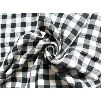 Snový svět Lněná látka kostka černo-bílá