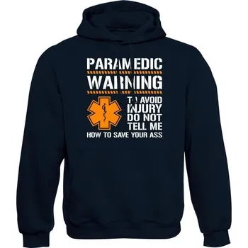 Pánská mikina Mikina s kapucí PARAMEDIC WARNING - námořní modrá