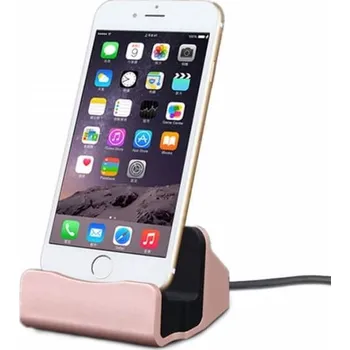 Hliníkový stojánek a dokovací stanice s Lightning konektorem pro Apple iPhone růžový