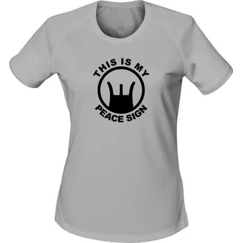 Dámské tričko Dámské funkční tričko THIS IS MY PEACE SIGN - světle šedá