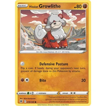 Sběratelská karetní hra Pokémon karta Hisuian Growlithe 070/189