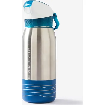 BTWIN Láhev na dětské kolo 3 až 6 let 350 ml nerezová s pítkem MODRÁ|TYRKYSOVÁ