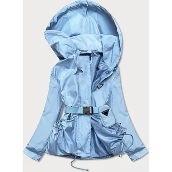 Dámská móda Světle modrá krátká dámská bunda s páskem (AG3-03) odstíny modré XL (42)