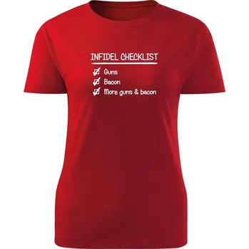 Dámské tričko Dámské tričko INFIDEL CHECKLIST - červená