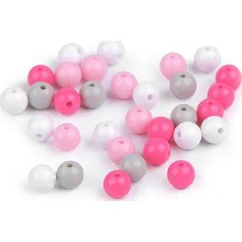 Korálek Plastové korálky Color Ø8 mm barevný mix 50 kusů - 7 mix