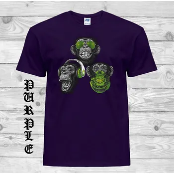 Chlapecké tričko detske-levne-bavlnene-vtipne-tricko-potisk-tri opice Barva: Purple - purpurová, velikost: 152