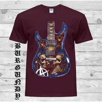Chlapecké tričko detske-levne-bavlnene-tricko-potisk-hororova-kytara Barva: Burgundy - vínová, velikost: 164