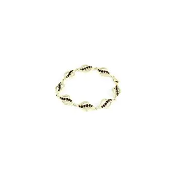 Náramek Český granát - Luxusní náramek zlatý Kosočtverec z vlnek - délka 18cm