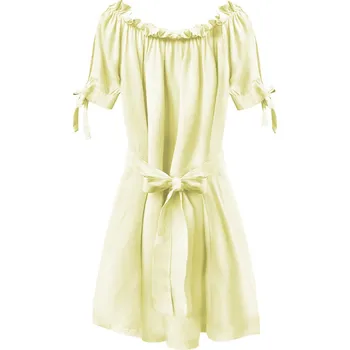 Dámská košile Žlutá dámská tunika ve španělském stylu s páskem (279ART) odstíny žluté uni velikost