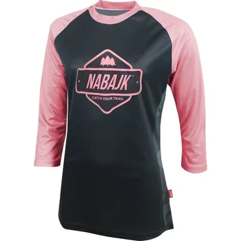 cyklistický dres Nabajk Ancze youth girls jersey 3/4 sleeve black/old pink 7Y-8Y