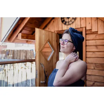 Nelly Dámská saunová sada -tmavě modrá - kilt, žíňka, čelenka, gumička, turban