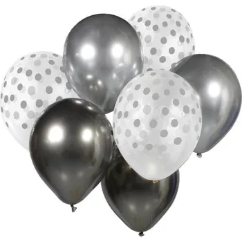 Balónový bouquet, 30cm, stříbrná, grafitová, 7ks